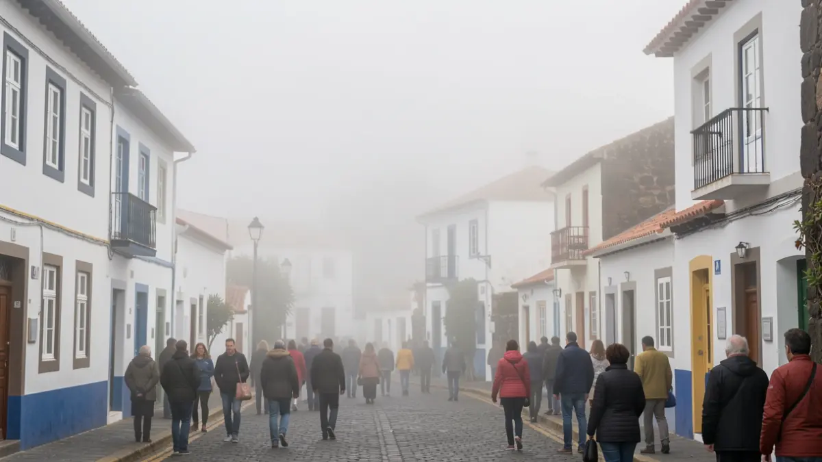 Imagen genérica de niebla matutina en un pueblo de Canarias.