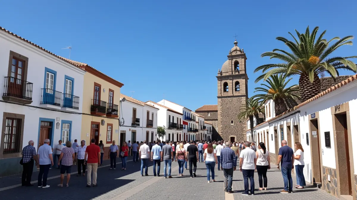 Clear sky over Santa Brígida with traditional Canarian architecture.