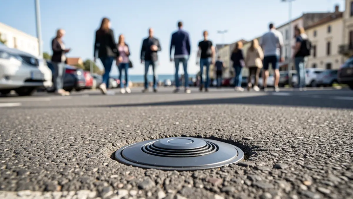 Generic image of a parking sensor in a public parking lot.