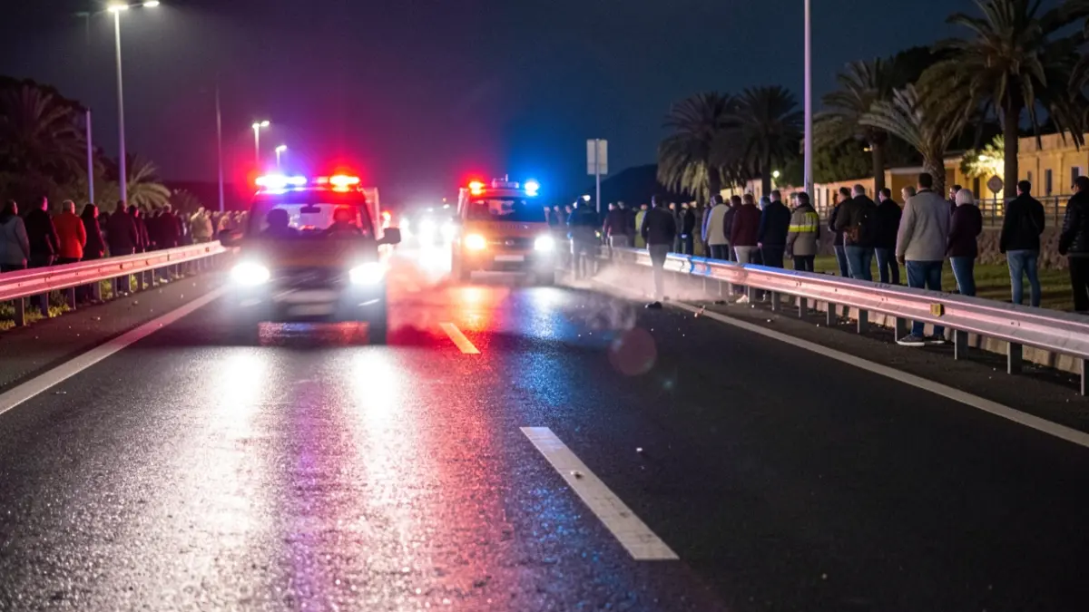 Generic image of police emergency lights reflecting on wet asphalt at night.