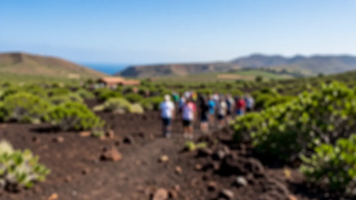 Generic image of a Canarian rural landscape with volcanic soil and vegetation.