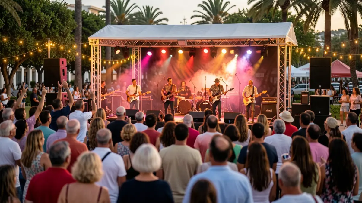 Imagen genérica de un concierto al aire libre en un parque de Santa Lucía de Tirajana con la banda Sol y Viento actuando.