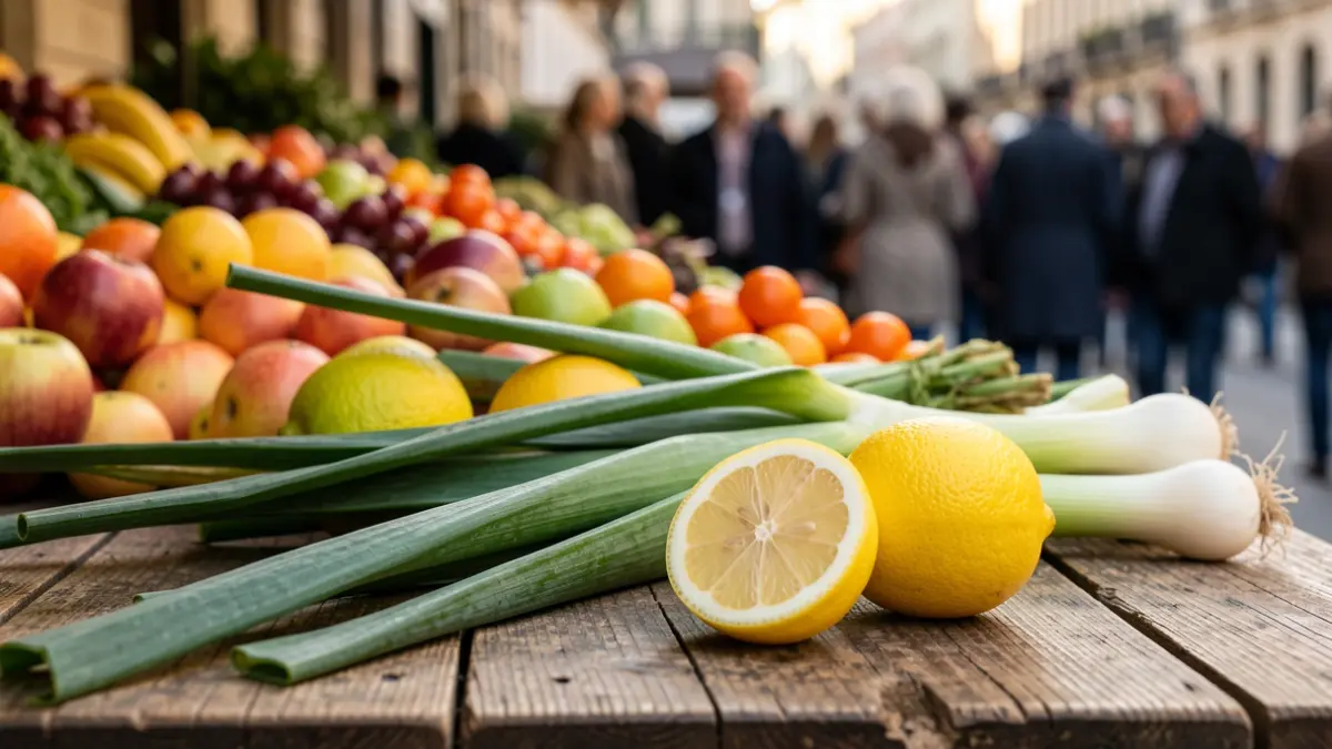 Imagen genérica de cebolletas y limones frescos.
