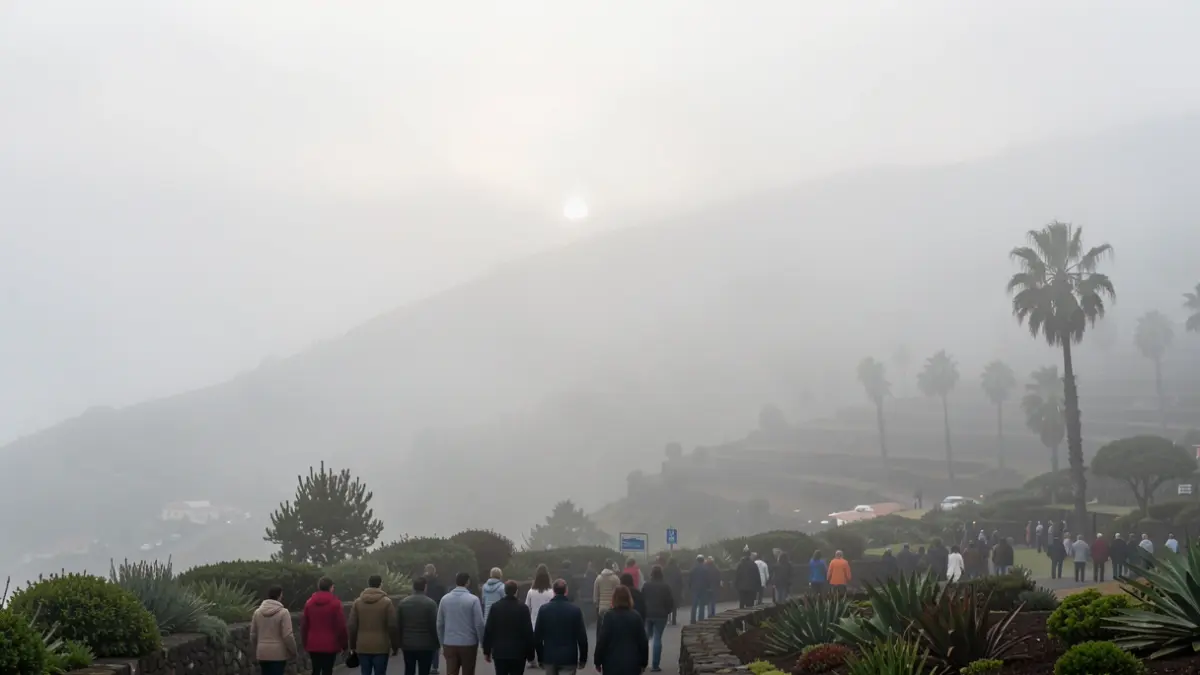 Niebla y bruma cubriendo Tacoronte en las primeras horas de la mañana.