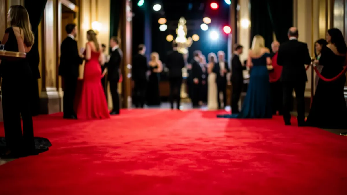 Red carpet and theater entrance for a film awards gala.