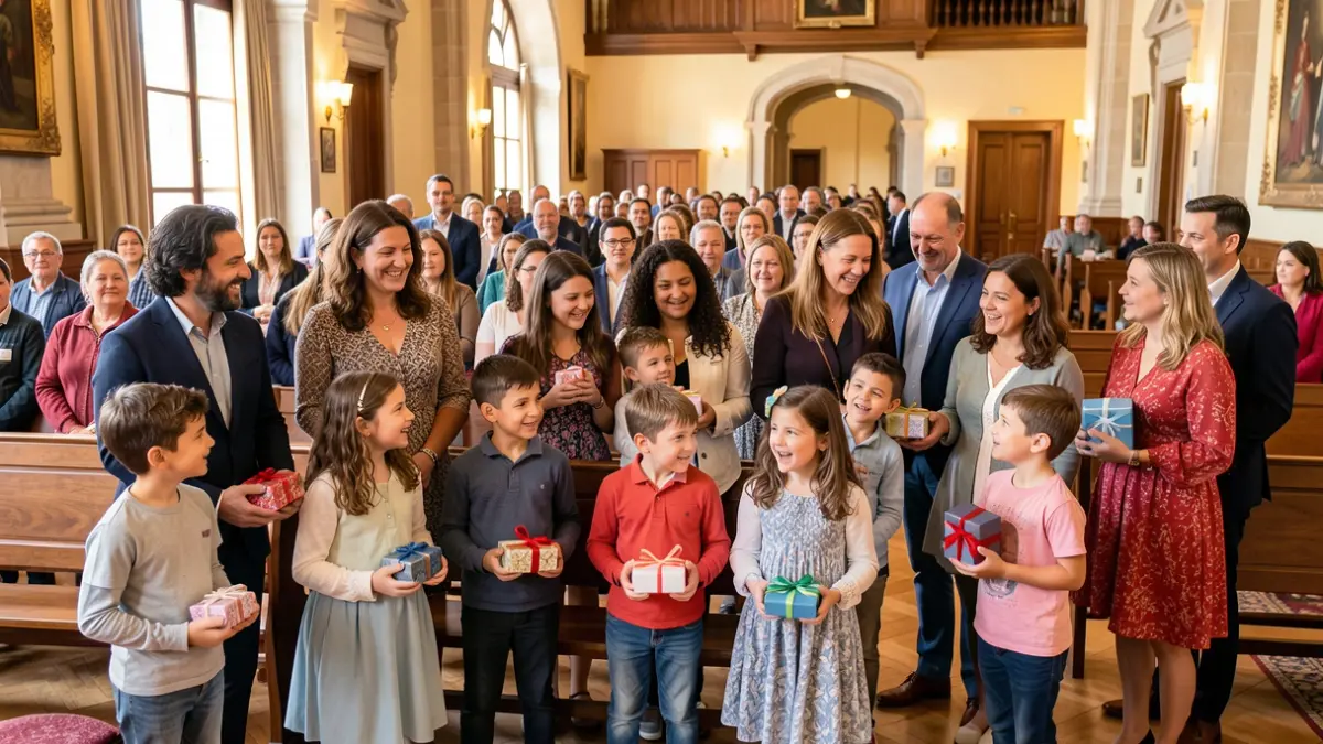 Imagen genérica de una recepción institucional en Canarias con niños y adultos.