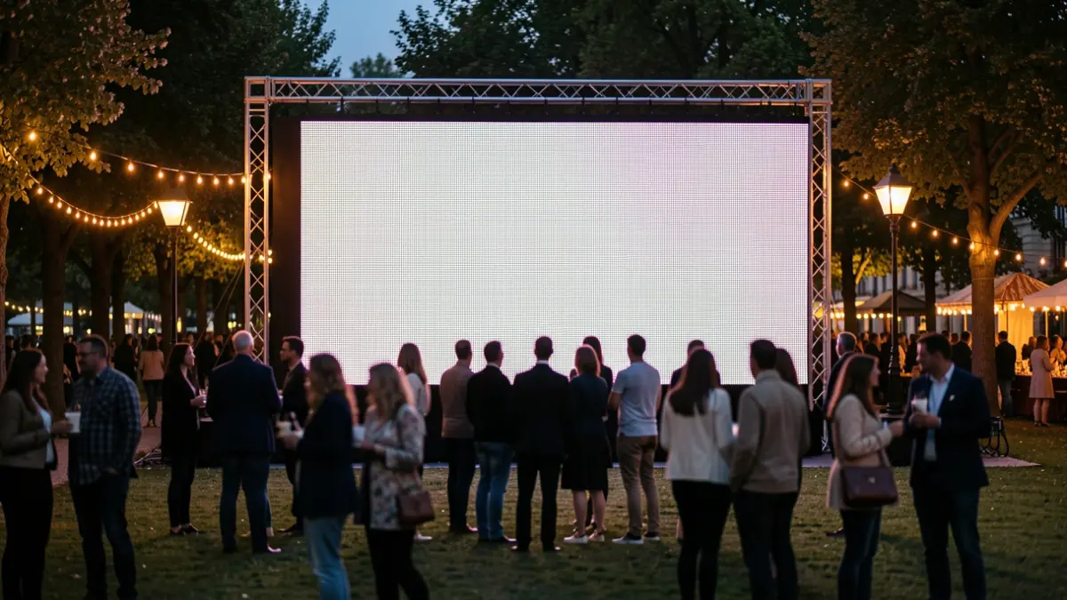 Giant screen installed in Telde's Franchy Roca park to watch the football match.