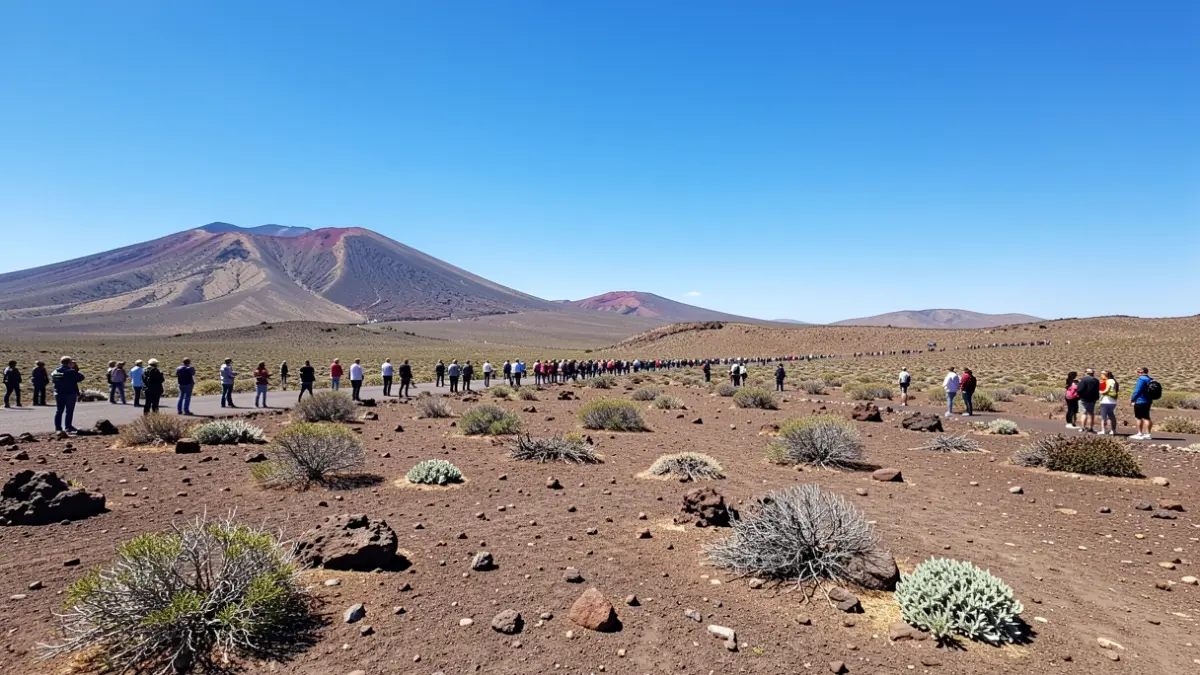 Volcanic landscape of Gran Canaria under a scorching sun.