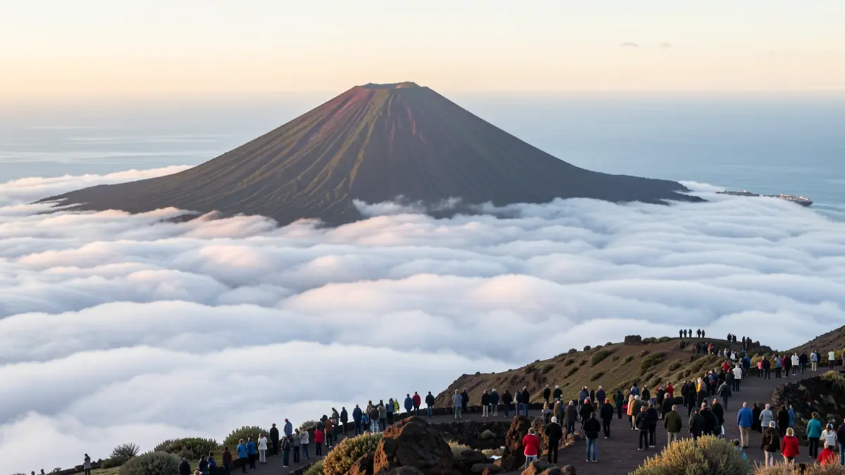 Generic image of a volcanic landscape in the Canary Islands with Mount Teide in the background.