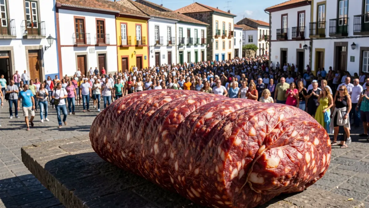 Image of a giant chorizo sandwich in Teror.