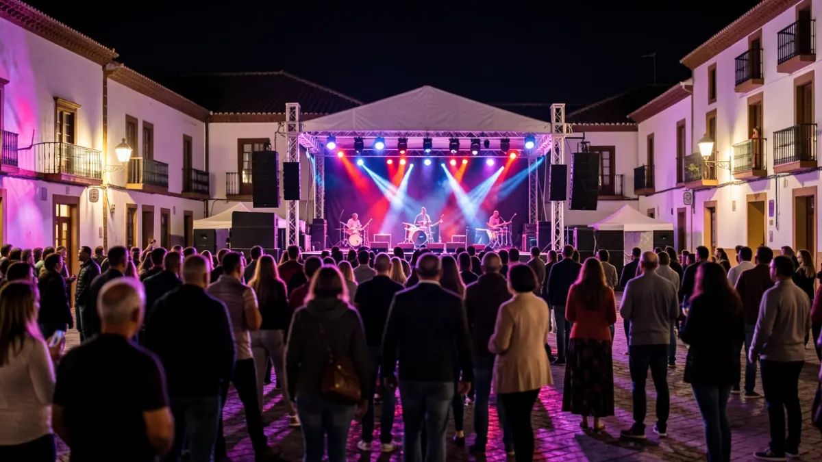 Imagen genérica de un festival de música al aire libre por la noche en una plaza.