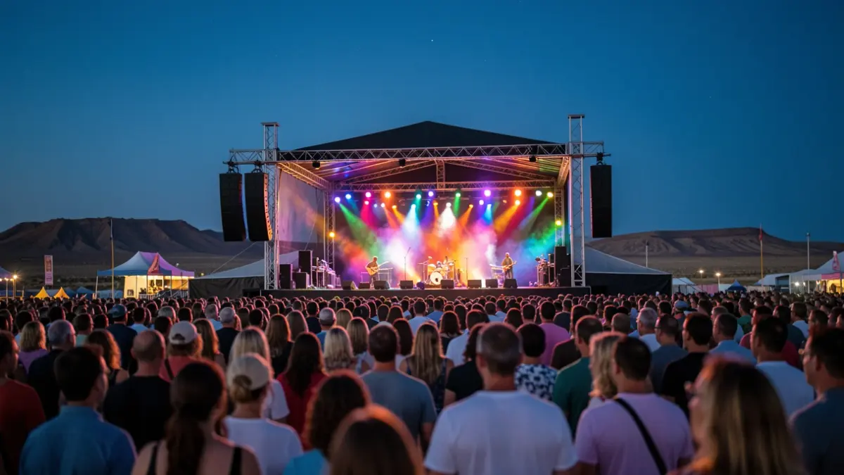 Imagen genérica de un concierto al aire libre en Fuerteventura al atardecer.