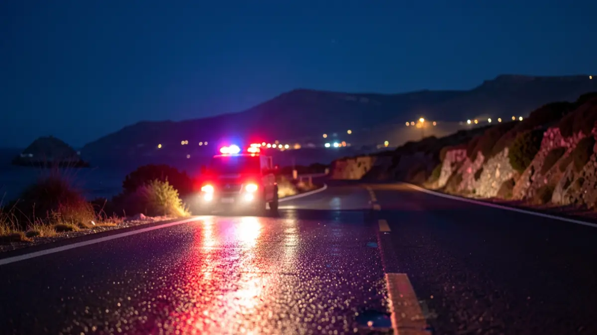 Generic image of emergency lights on a road.