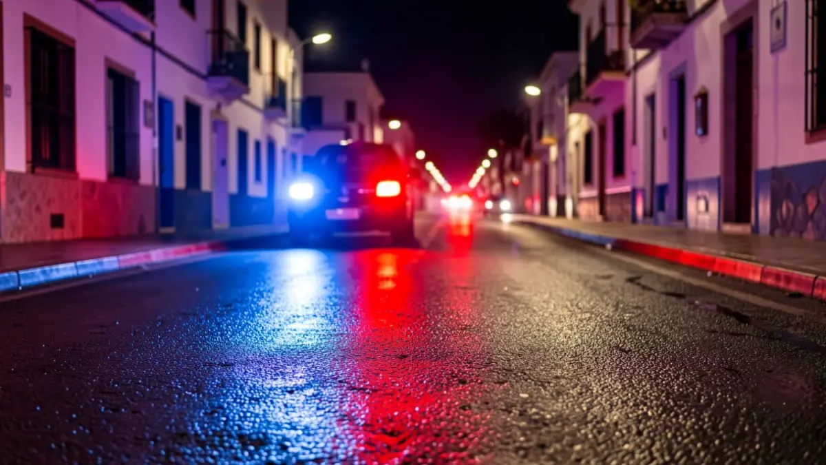 Imagen genérica de luces de emergencia en el asfalto.