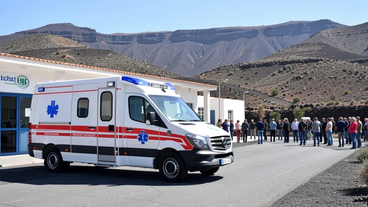 Imagen de una ambulancia del Servicio de Urgencias Canario en una zona de medianías.