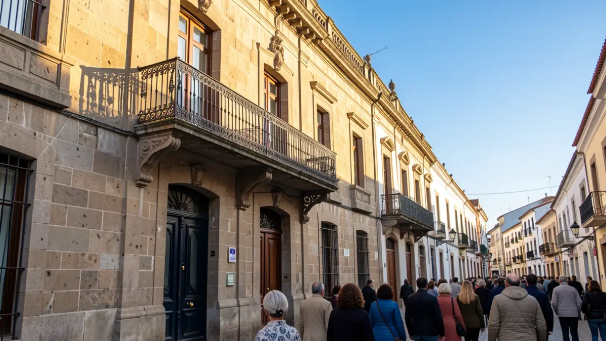 Fachada del Ayuntamiento de Valsequillo bajo la luz de la tarde.