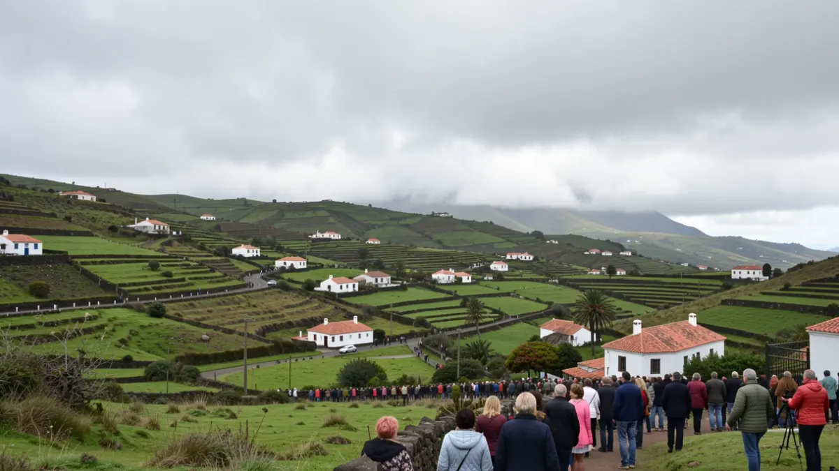 Generic image of a cloudy sky over a green landscape in the Canary Islands.