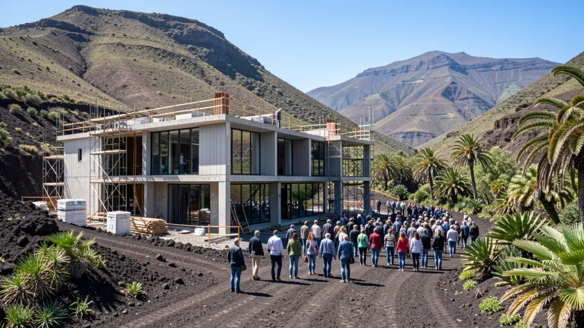 Edificio en construcción en La Palma para vivienda protegida.