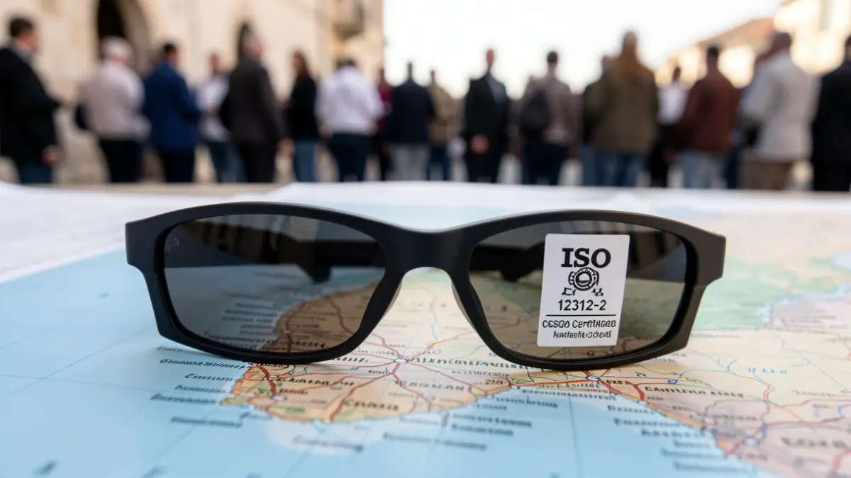 Certified eclipse glasses on a map of the Canary Islands.