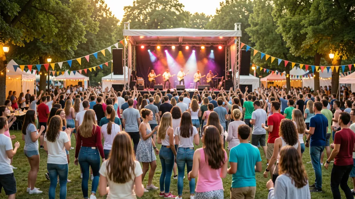Imagen genérica de un festival juvenil con música y actividades.