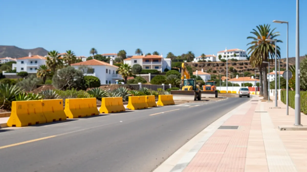 Obras de construcción de aceras y nuevo vial en la Carretera de Almatriche, Las Palmas de Gran Canaria.