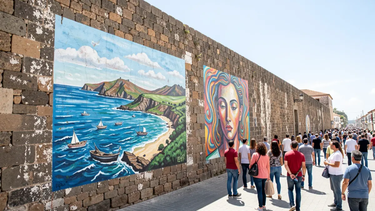 Urban art murals at Castillo de la Mata, Las Palmas de Gran Canaria, as part of the European Capital of Culture candidacy collaboration.