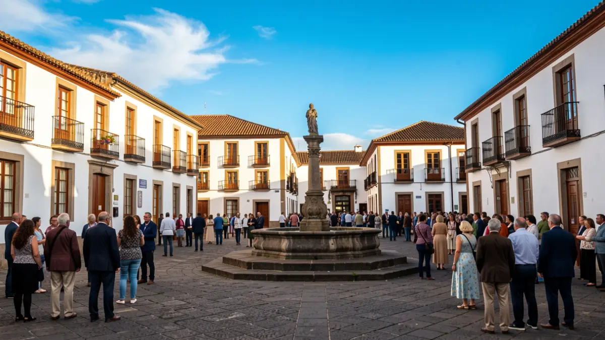 Plaza de San Matías in Artenara during the Fiestas de La Cuevita.