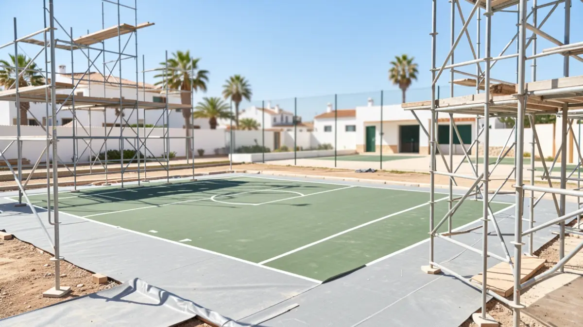 Imagen de la cancha de San Fernando en Arucas durante las obras de renovación.