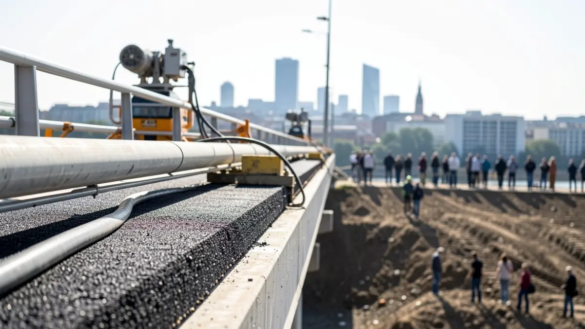 Image of waterproofing works on the Guiniguada viaduct in Las Palmas de Gran Canaria.