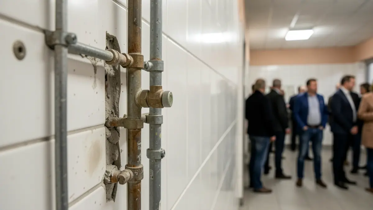 Generic image of renovation works in public restrooms.