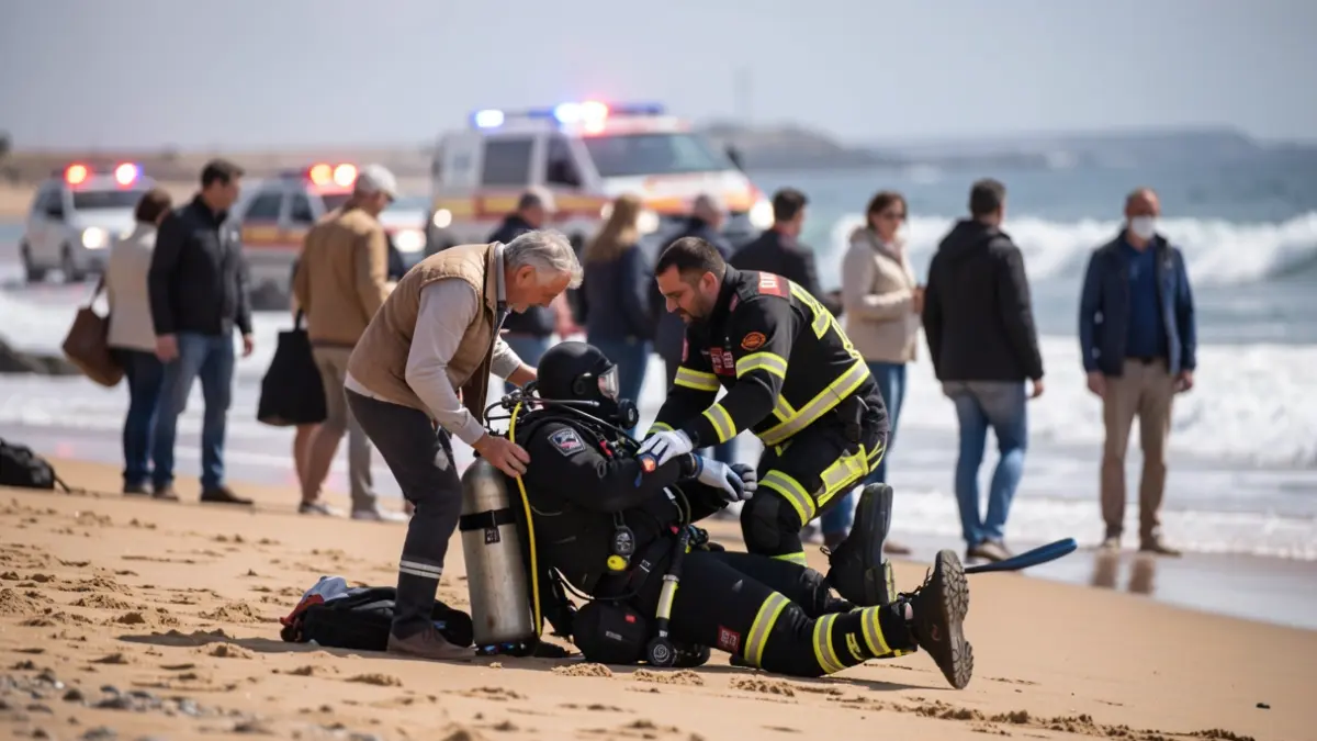 Rescue of a diver in Playa Blanca, Lanzarote.