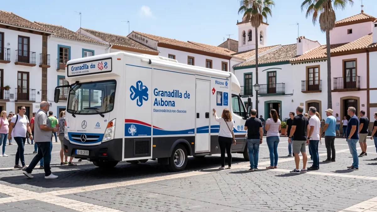 Unidad móvil de donación de sangre en Granadilla de Abona.
