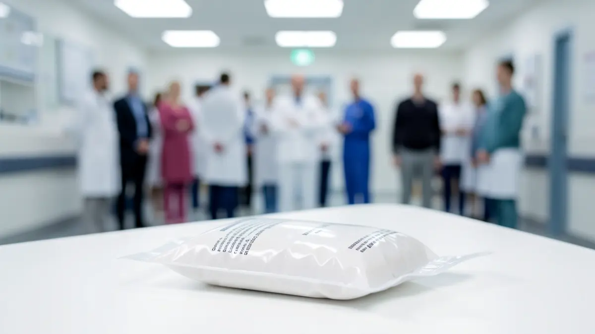 Generic image of a blood donation bag in a hospital setting.