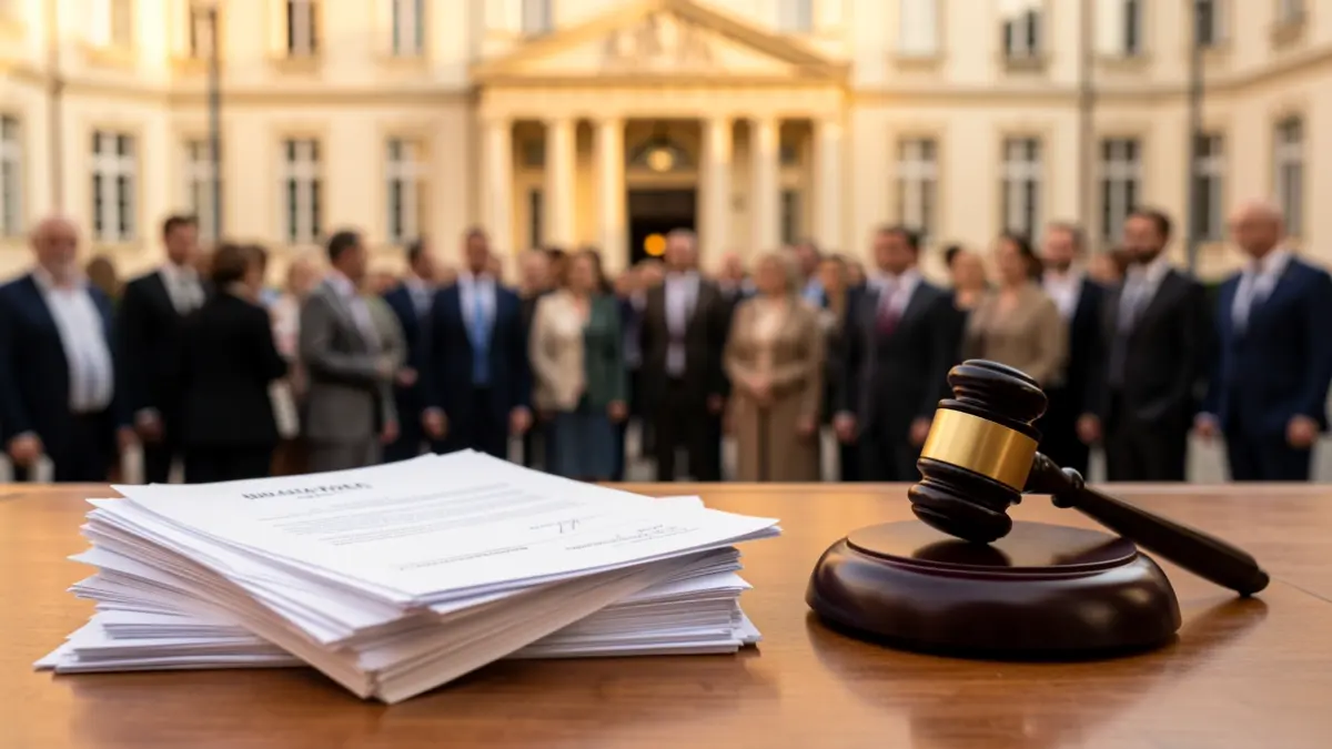Generic image of official documents and a gavel on a desk.