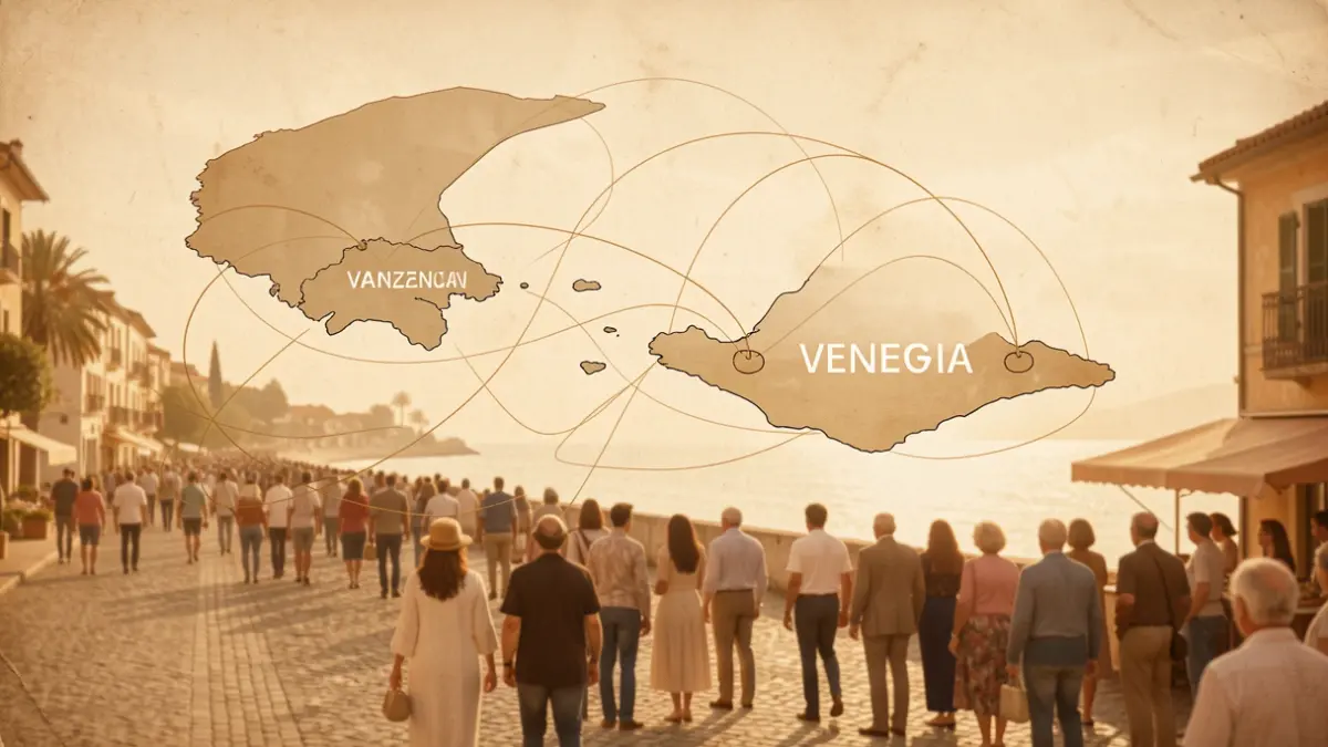 Imagen simbólica de la conexión entre Canarias y Venezuela, representando la migración y los vínculos históricos.