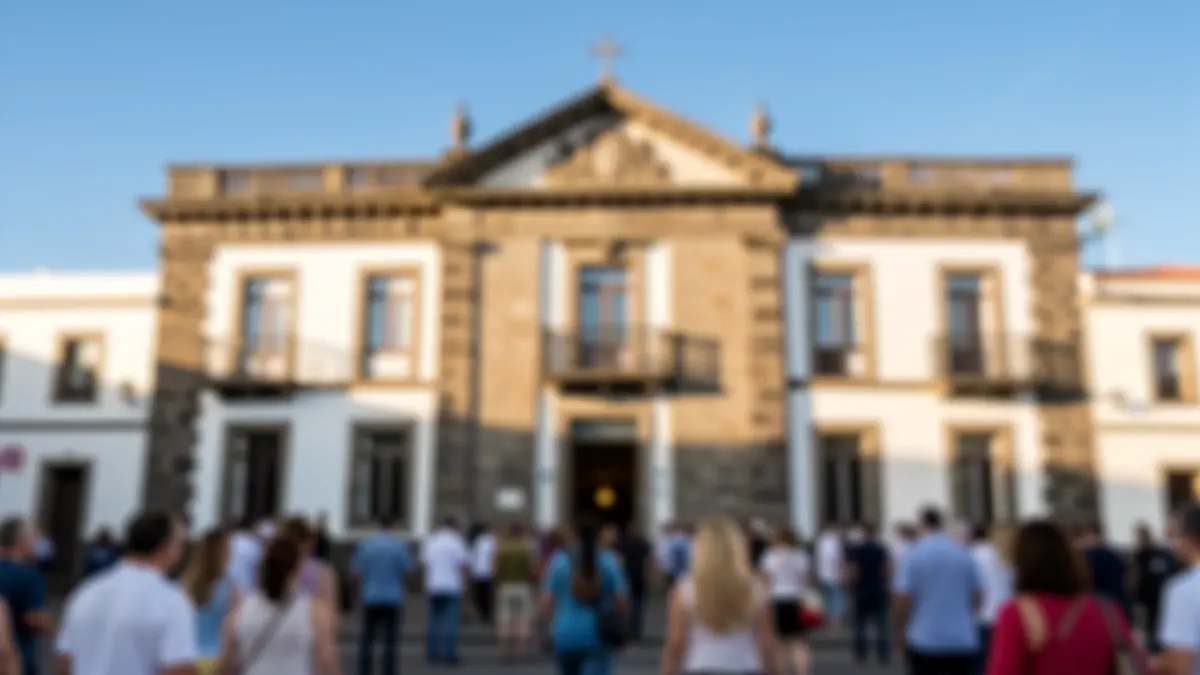 Facade of a government building in the Canary Islands in the afternoon light.