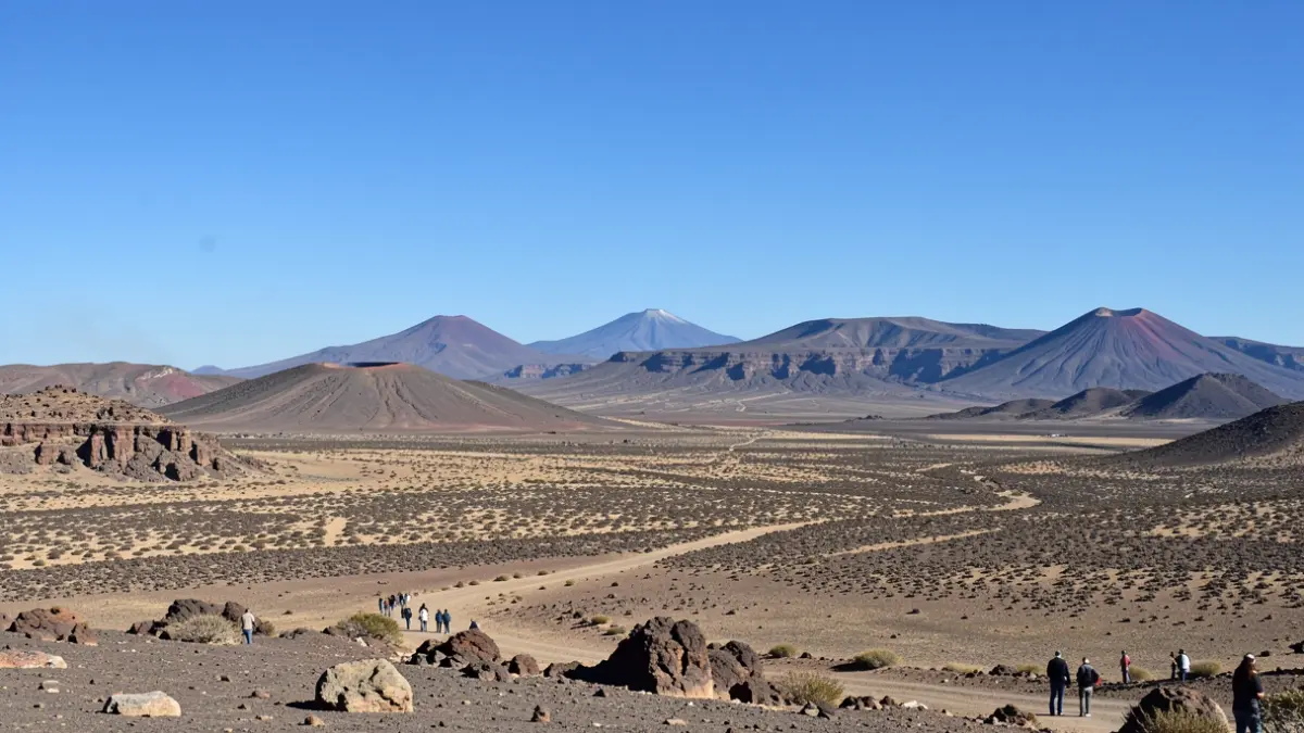 Canarian volcanic landscape under a scorching sun, indicating high temperatures.