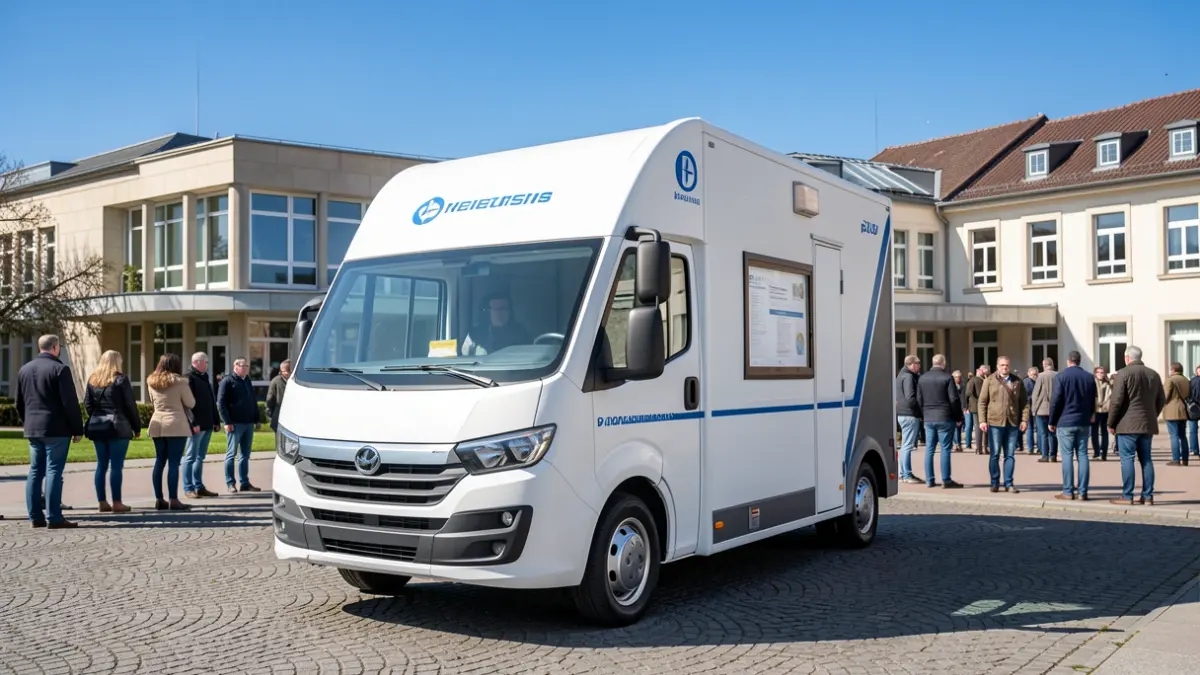 Mobile unit for issuing IDs and passports at the Punta Larga Cultural Space.