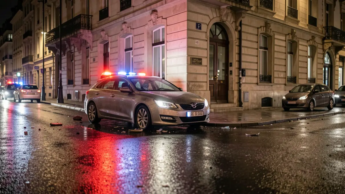 Imagen de un coche empotrado contra un edificio en Arrecife tras salirse de la vía.