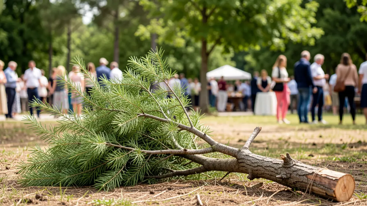 Freshly cut faya branch in a recreation area for the Fiesta de los Corazones de Tejina.