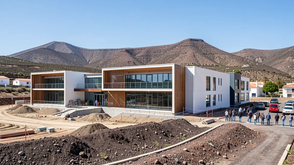Imagen genérica de un edificio educativo en construcción en Canarias.