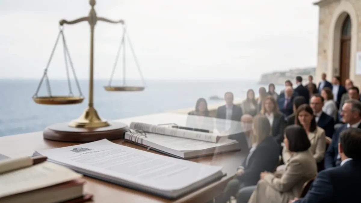 Generic image of judicial elements and the sea in the Canary Islands.