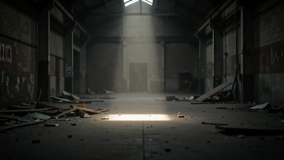 Generic image of a dark, dusty industrial warehouse.