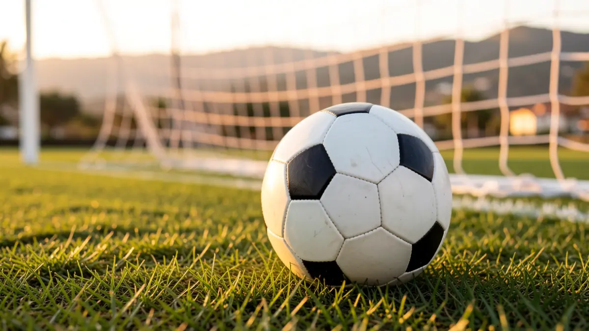 Generic image of a soccer ball on a field.