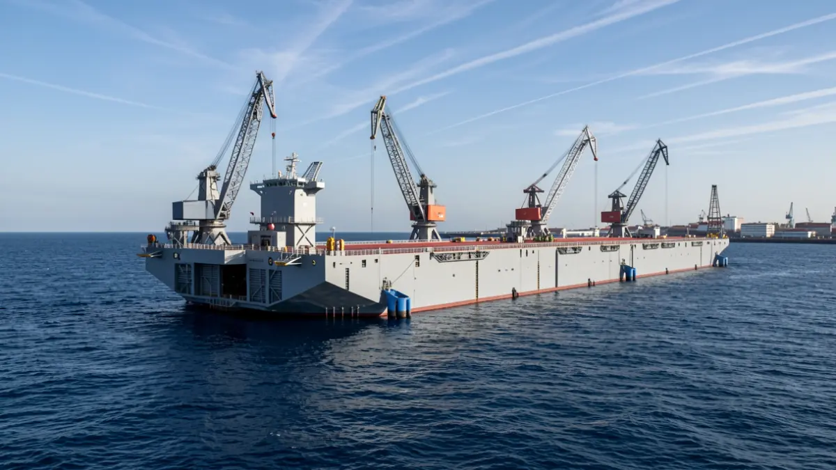 Imagen genérica de un dique flotante en el mar cerca de un puerto.