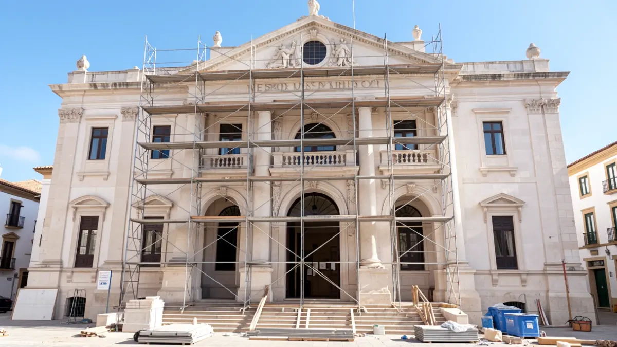 Fachada del Museo Néstor en Las Palmas de Gran Canaria durante las obras de restauración.