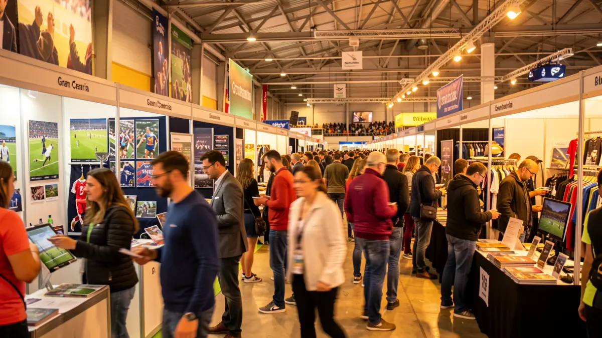 Imagen genérica de una feria deportiva en Canarias con expositores y público.