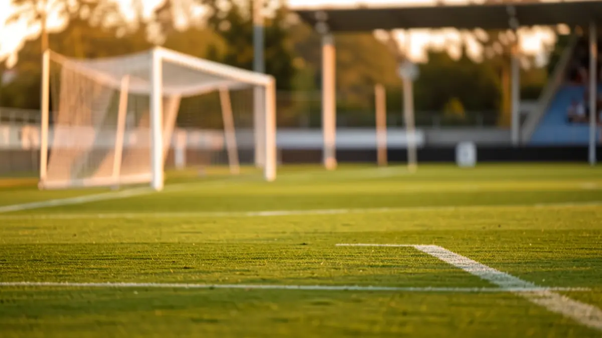 Imagen genérica de un campo de fútbol vacío al atardecer.