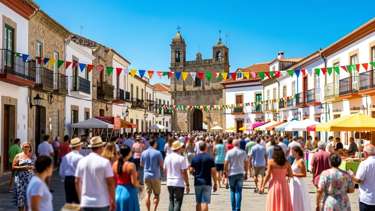 Imagen genérica de un festival cultural en Canarias con arquitectura tradicional y público.