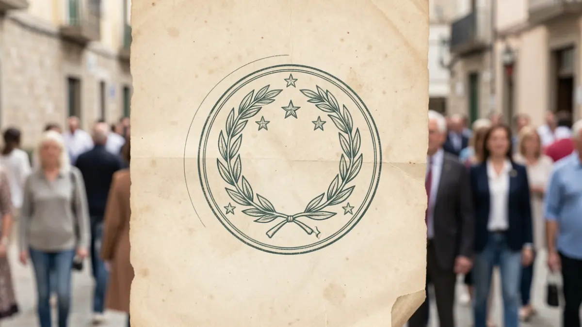 Official seal of the Canary Islands with laurel and star details on parchment.